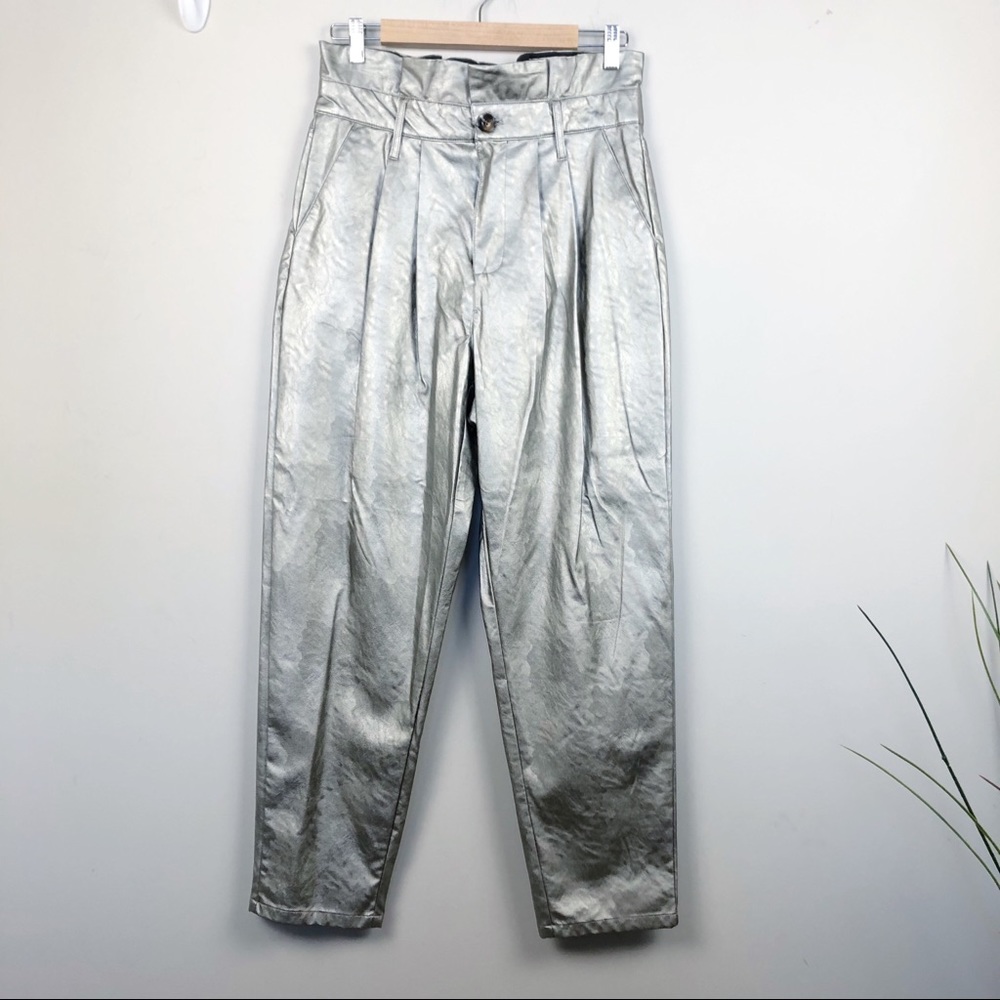 Who What Wear Gold High Waisted Paperbag Pants